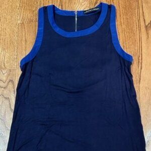 Harlowe & Graham Navy Tank with Blue Trim, Back Cut Out, Zipper Detail Size XS